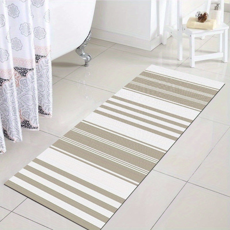 1pc Modern Striped Bath Mat - Non-Slip, Absorbent, Easy to Clean & Wash, Durable Rubber Backing, Rectangular Design for Bathroom, Bedroom, Kitchen, Laundry Room - Stylish Home Decor, Bathroom Mat