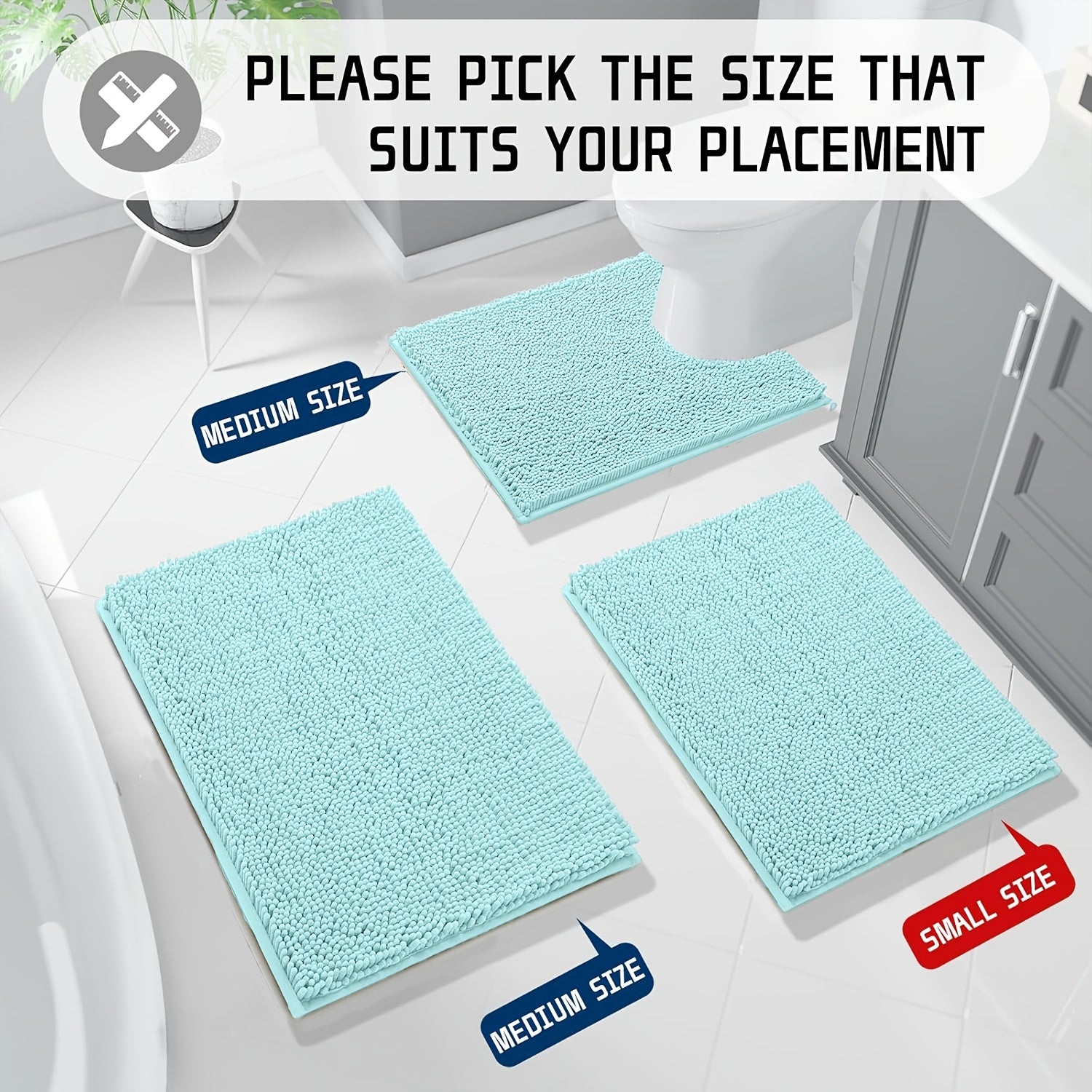3pcs, Nordic Style 3pcs Bathroom Floor Mat, Simple and Fashionable, Enhance the Bathroom Style, Add a Gentle Color to the Bathroom, Super Absorbent 3pcs Bathroom Floor Mat, Quick Dry, Anti-slip and Easy to Clean 3pcs Bathroom Floor Mat, Solve the Bathroom