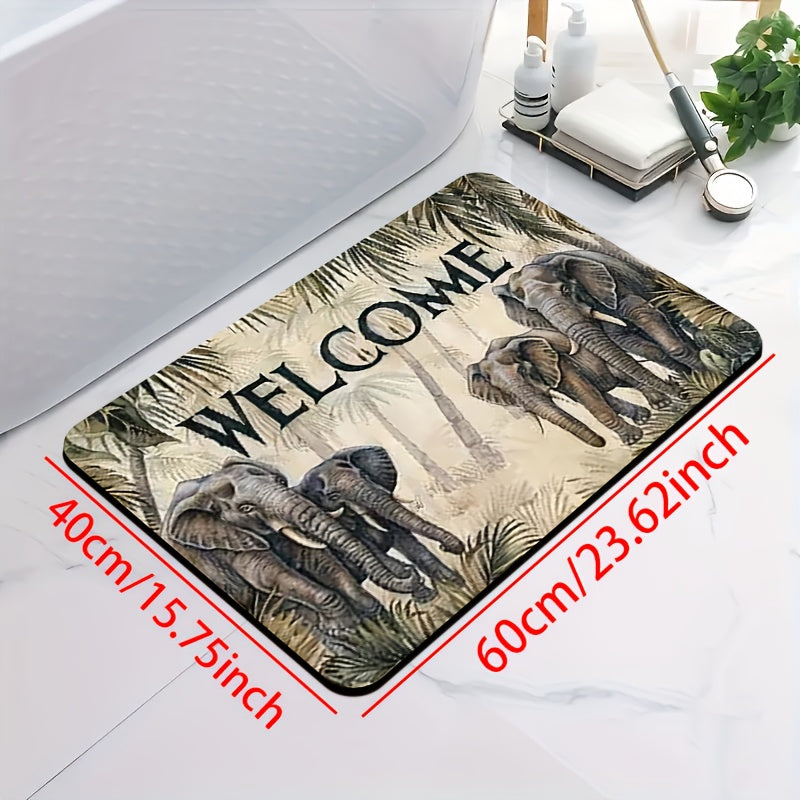 1pc Diatomite Bath Mat, Welcome to the Jungle World Print Design, Quick-Dry Non-Slip Absorbent Floor Mat, Soft and Comfortable, Suitable for Bathroom, Shower Room, Laundry Room, Bedroom, Door Mat, RV Bathroom, Bathroom, Non Slip Bathtub Mat, Bath Matts