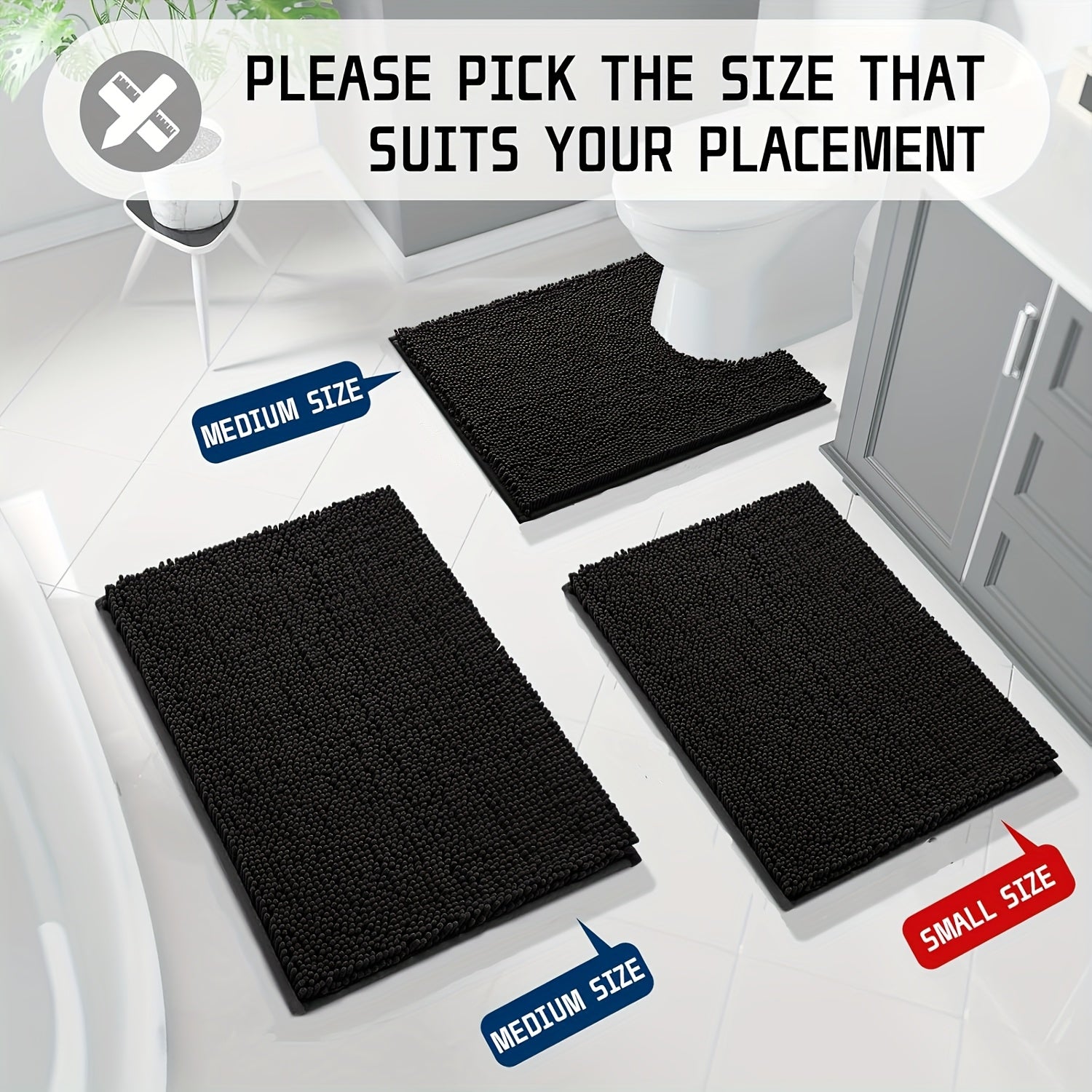 3pcs, Nordic Style 3pcs Bathroom Floor Mat, Simple and Fashionable, Enhance the Bathroom Style, Add a Gentle Color to the Bathroom, Super Absorbent 3pcs Bathroom Floor Mat, Quick Dry, Anti-slip and Easy to Clean 3pcs Bathroom Floor Mat, Solve the Bathroom