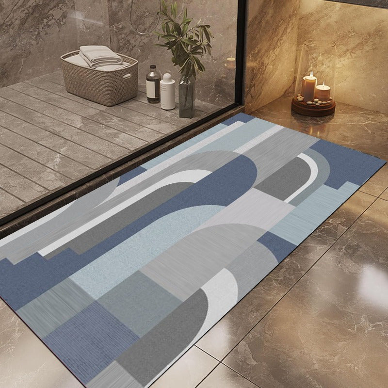 1pc Mid-Century Modern Bath Mat - Super Absorbent Quick-Dry Bathroom, Non-Slip Machine Washable Floor Mat with Rubber Backing, Soft Bathroom Kitchen Mat for Shower, Bedside, Laundry Room - Bathroom Decor in Blue/Gray/White/Black/Beige/Gray/Red - Easy