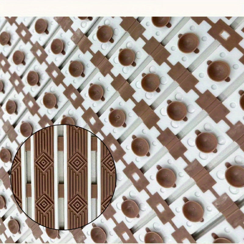 Bathroom TPE Bamboo Board Bath Mat - Non-Slip Shower Mat with Striped Design, 0.39inch Thick Rubber Backing, 4400gsm Durable Bathroom Floor Mat for Safety & Easy Cleaning, Bathroom Mat, Safety Shower Mat, Modern Bathroom Decor, Nonslip Backing