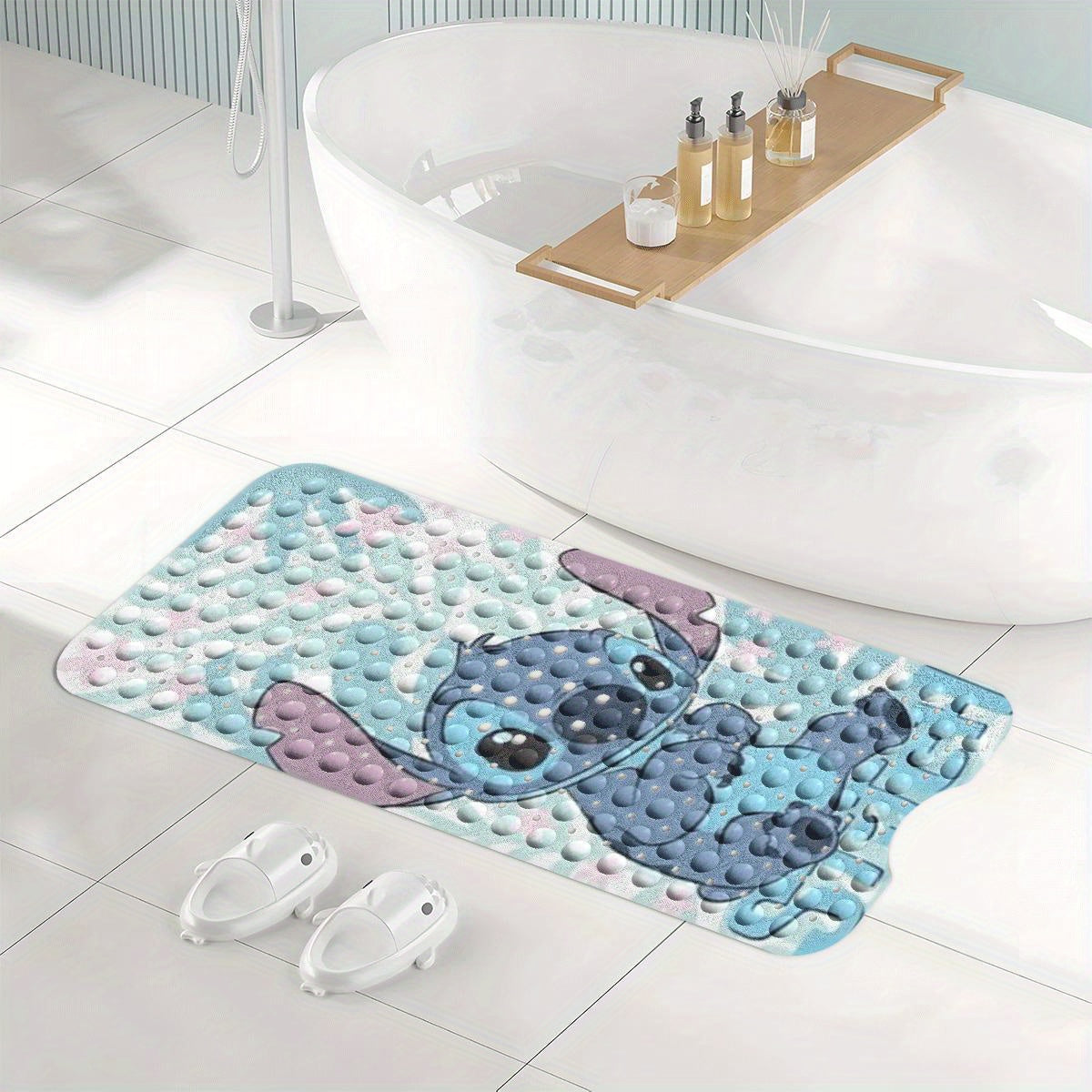 Disney Stitch Halloween Party Theme Bathtub Mat- Bath Mats for Bathroom Non Slip- 40*100cm/ 15.7*39.3inch, Comfortable Bathing Shower Floor Anti-slip Water-absorbent Soft Collection Collection- Bath Mat Inside Tub Extra Long