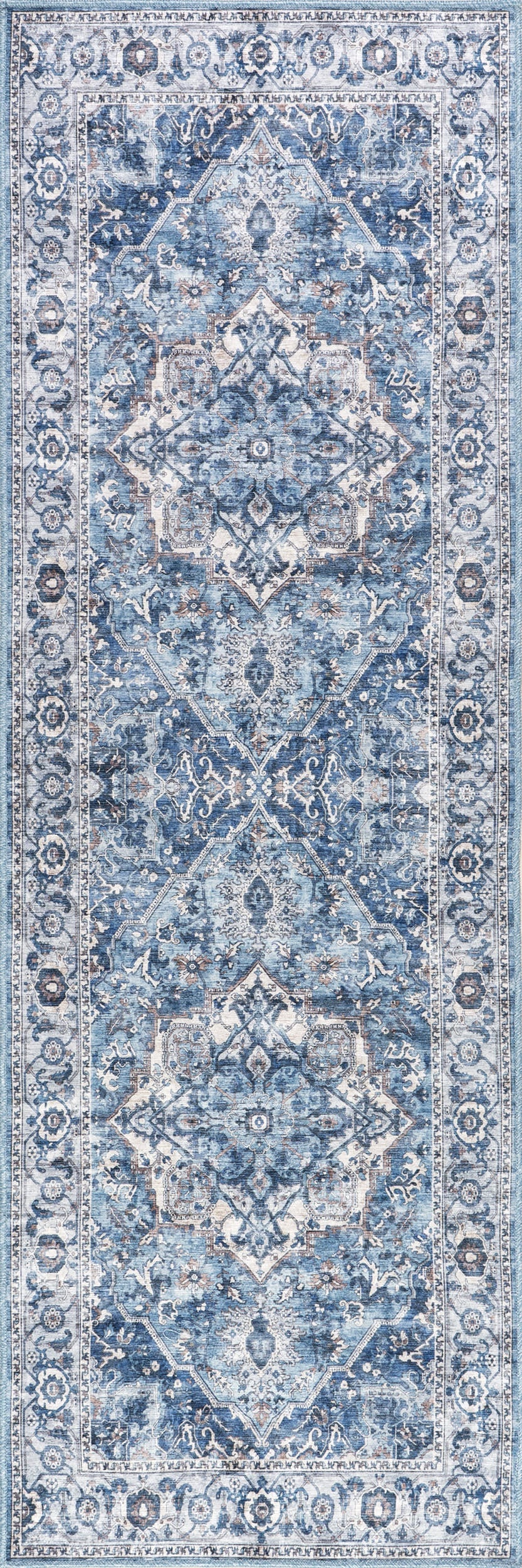 Ailish Botanical Washable Rug | Blue