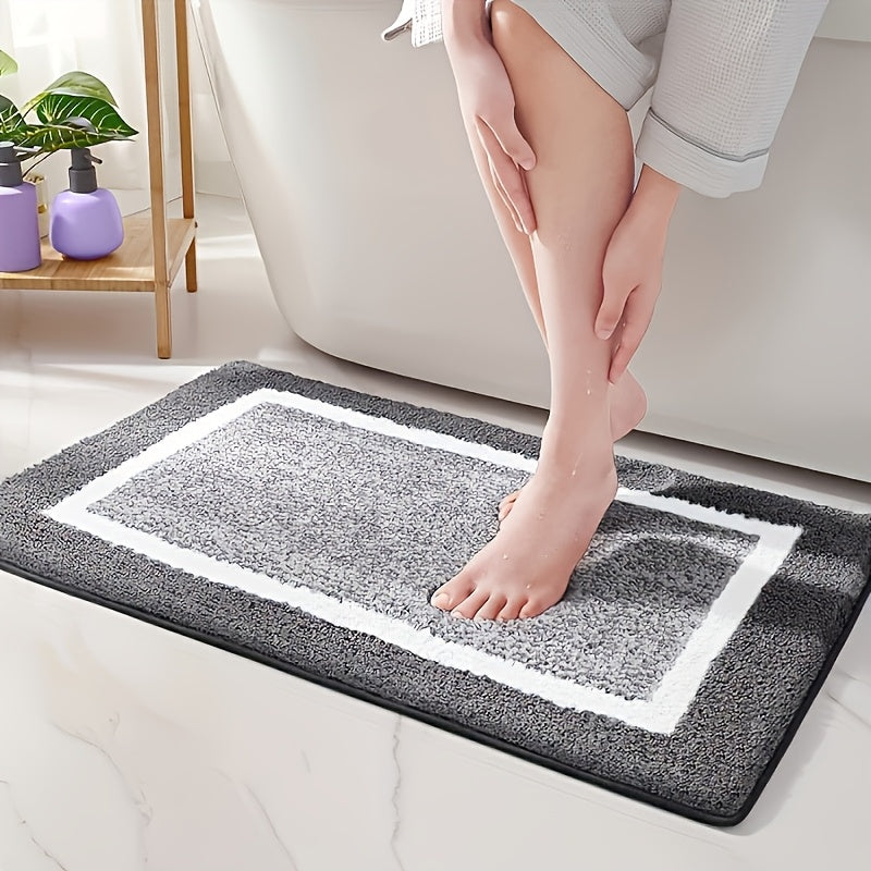 1pc Thick And Soft Imitation Fleece Bathroom Carpet, Absorbent And Non Slip Mat, Bathroom Decoration And Accessories, Bathroom Thick Foot Mat, Absorbent Foot Mat, Household And Non Slip Bathroom Floor Mat