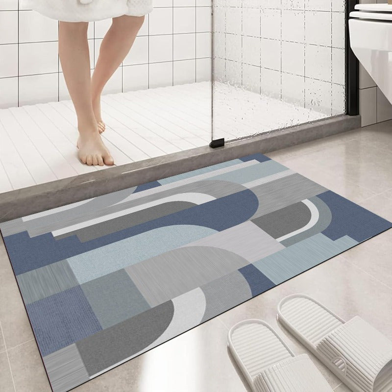 1pc Mid-Century Modern Bath Mat - Super Absorbent Quick-Dry Bathroom, Non-Slip Machine Washable Floor Mat with Rubber Backing, Soft Bathroom Kitchen Mat for Shower, Bedside, Laundry Room - Bathroom Decor in Blue/Gray/White/Black/Beige/Gray/Red - Easy