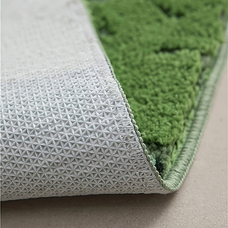[Machine Washable Moss-Shaped Rug] Ultra-Soft Plush Moss-Shaped Bath Mat with Non-Slip TPR Backing - Super Absorbent Polyester, Machine Washable Rectangular Rug for Bathroom Decor