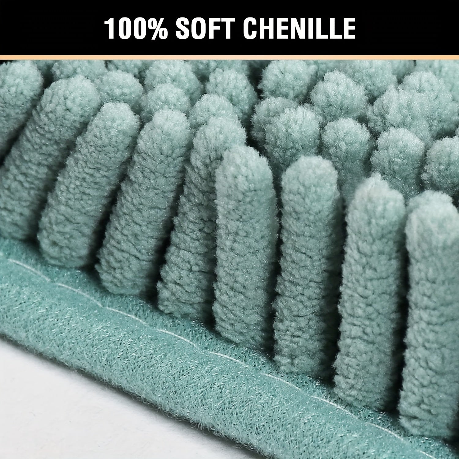 2pcs Chenille Bath Mat - U-Shaped, Rectangular, Absorbent, Non-Slip, Fluffy Plush Carpet for Bathroom Decoration
