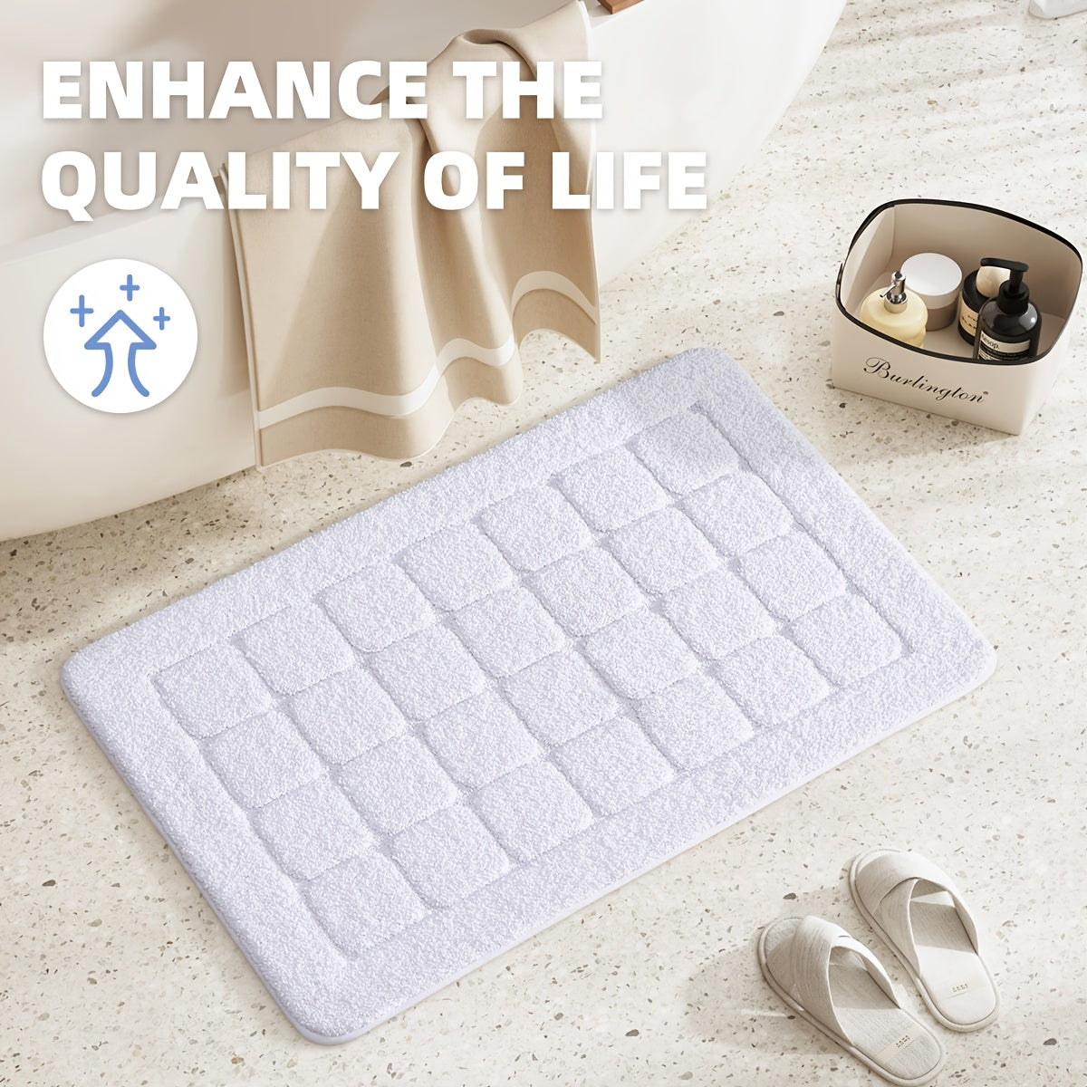 Plush Non-Slip Bath Mat, Ultra Absorbent Quick-Dry Bathroom Rug for Floor, Machine Washable, Super Soft & Stylish for Shower and Home Decor