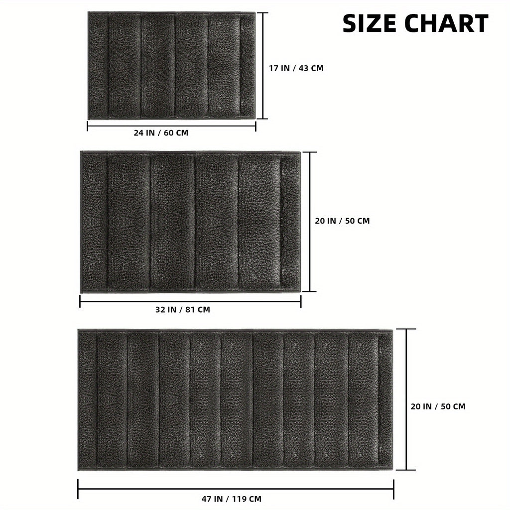 2pcs Bathroom Rugs Thick Velvet Bath Rug Super Shaggy Soft Non-Slip Water Absorbent Striped Bath Mat Quick Dry Washable Fluffy Plush Bathroom Floor Rugs for Shower PRINCEDECO