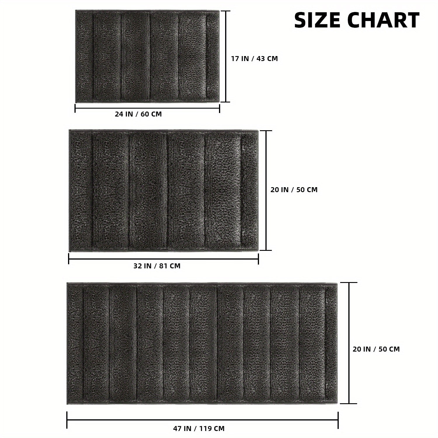 2pcs Bathroom Rugs Thick Velvet Bath Rug Super Shaggy Soft Non-Slip Water Absorbent Striped Bath Mat Quick Dry Washable Fluffy Plush Bathroom Floor Rugs for Shower PRINCEDECO