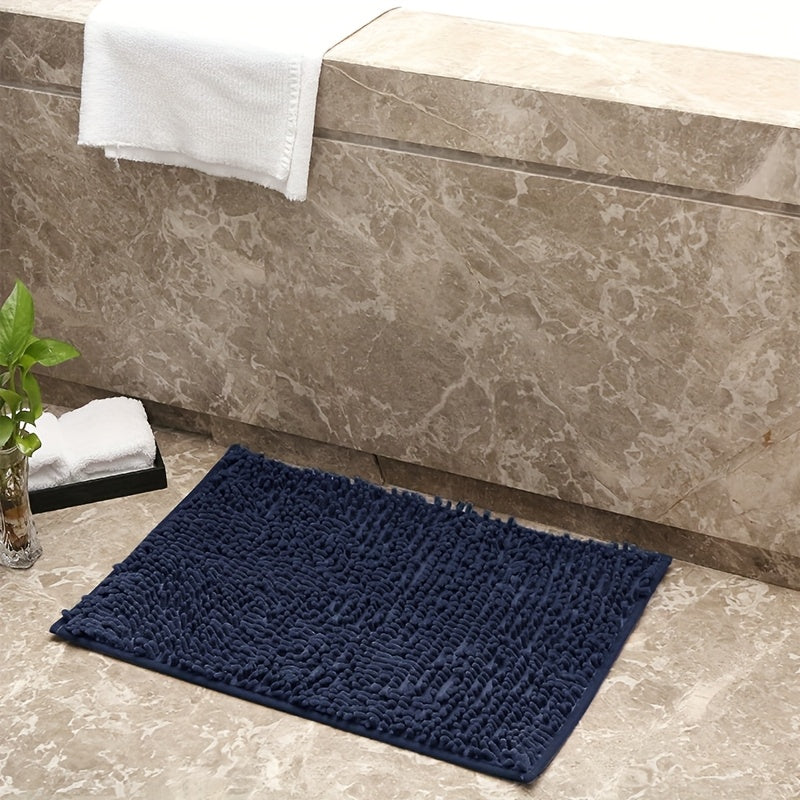 2pcs Chenille Bath Mat - U-Shaped, Rectangular, Absorbent, Non-Slip, Fluffy Plush Carpet for Bathroom Decoration