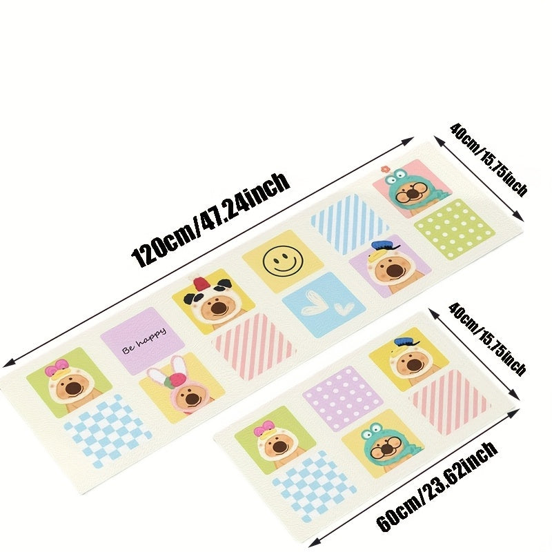 Diatomic Mud Cartoon Bear Kitchen Mats Home Long Strip Water-absorbing and Oil-absorbing Two-piece Floor Mats Bathroom Anti-slip Quick-drying Mats