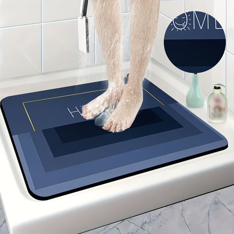 1pc Diatomite Bath Mat, Minimalist Modern Design with Decorative Print Pattern – Quick-Dry, Non-Slip Absorbent Floor Mat for Bathroom, Shower, Laundry Room, Bedroom, Doorway, RV & Kitchen, Bathroom Rugs, Non Slip Bathtub Mat, Bath Matts for Bathroom,
