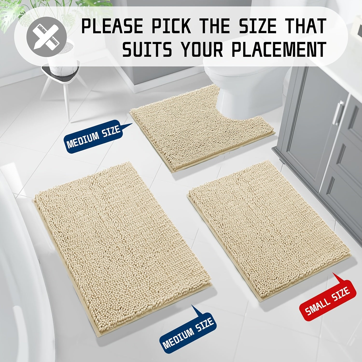 3pcs, Nordic Style 3pcs Bathroom Floor Mat, Simple and Fashionable, Enhance the Bathroom Style, Add a Gentle Color to the Bathroom, Super Absorbent 3pcs Bathroom Floor Mat, Quick Dry, Anti-slip and Easy to Clean 3pcs Bathroom Floor Mat, Solve the Bathroom