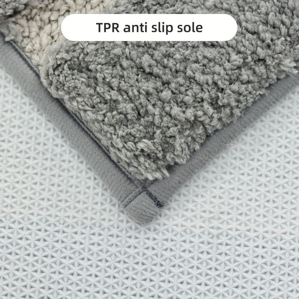 1pc Striped Flocking Bath Mat, Luxury Thick Ultra-Fine Fiber Bathroom Door Mat, Non-Slip Super Soft Absorbent Bath Rug, Machine Washable Bathroom Mat, Suitable for Bedroom, Living Room, Kitchen Entrance Foot Mat