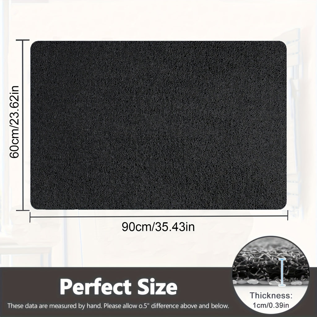 One Black Bathroom Anti-Slip Shower Mat, Multi-Size, Can Be Freely Cut, with a Grid-Lined Non-Slip Bottom, Equipped with Drainage Holes, Quick-Drying Bathroom Shower Mat, Soft PVC Loofah Bath Mat Anti-Slip, Suitable for Walk-In Showers And Kitchens,