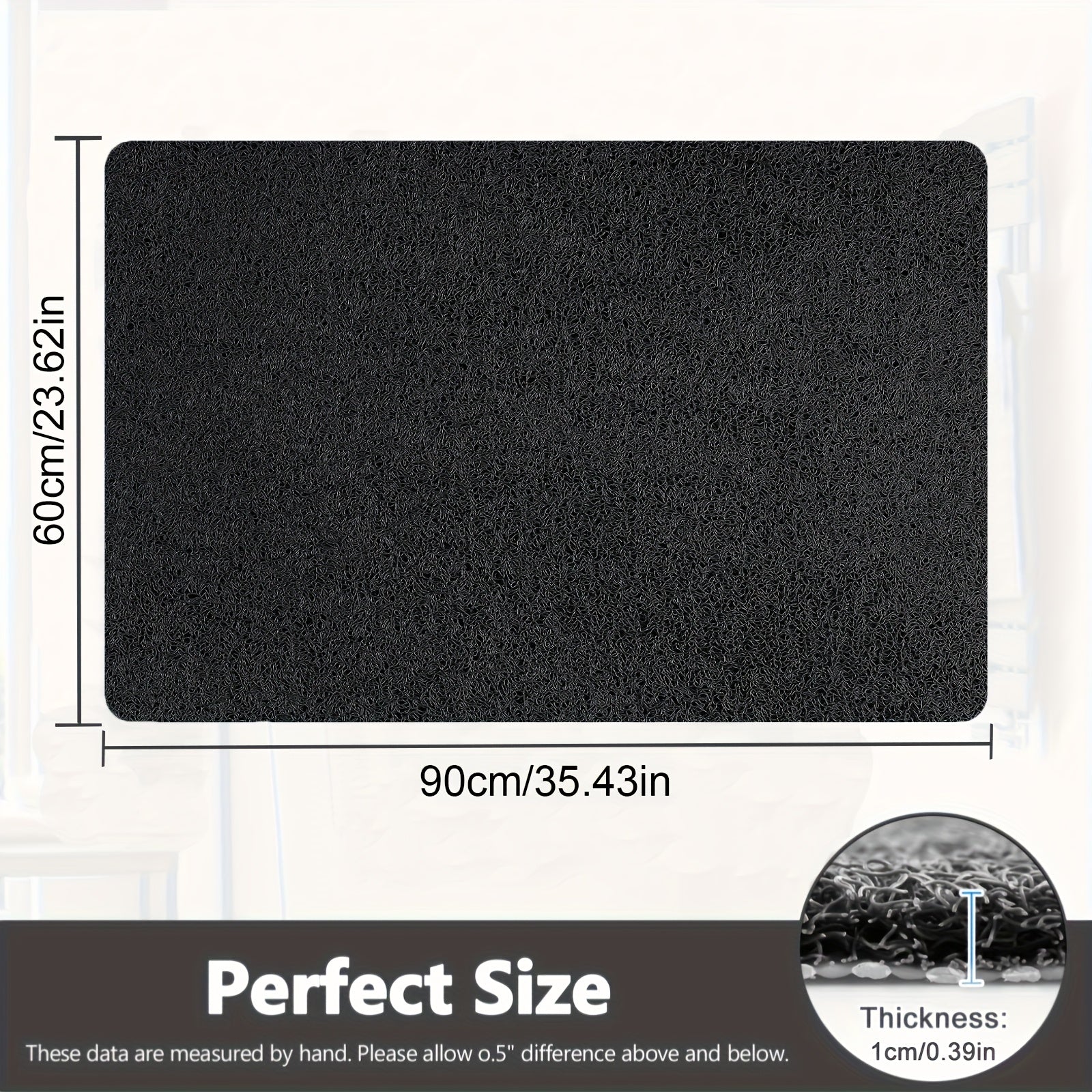 One Black Bathroom Anti-Slip Shower Mat, Multi-Size, Can Be Freely Cut, with a Grid-Lined Non-Slip Bottom, Equipped with Drainage Holes, Quick-Drying Bathroom Shower Mat, Soft PVC Loofah Bath Mat Anti-Slip, Suitable for Walk-In Showers And Kitchens,
