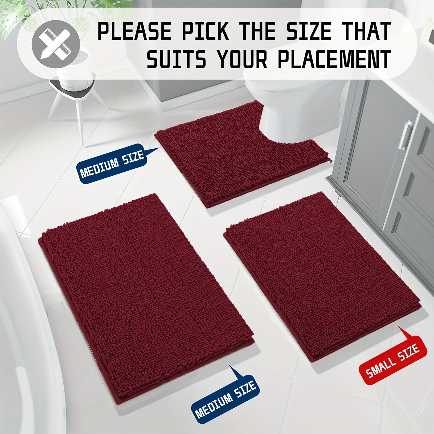 3pcs, Nordic Style 3pcs Bathroom Floor Mat, Simple and Fashionable, Enhance the Bathroom Style, Add a Gentle Color to the Bathroom, Super Absorbent 3pcs Bathroom Floor Mat, Quick Dry, Anti-slip and Easy to Clean 3pcs Bathroom Floor Mat, Solve the Bathroom