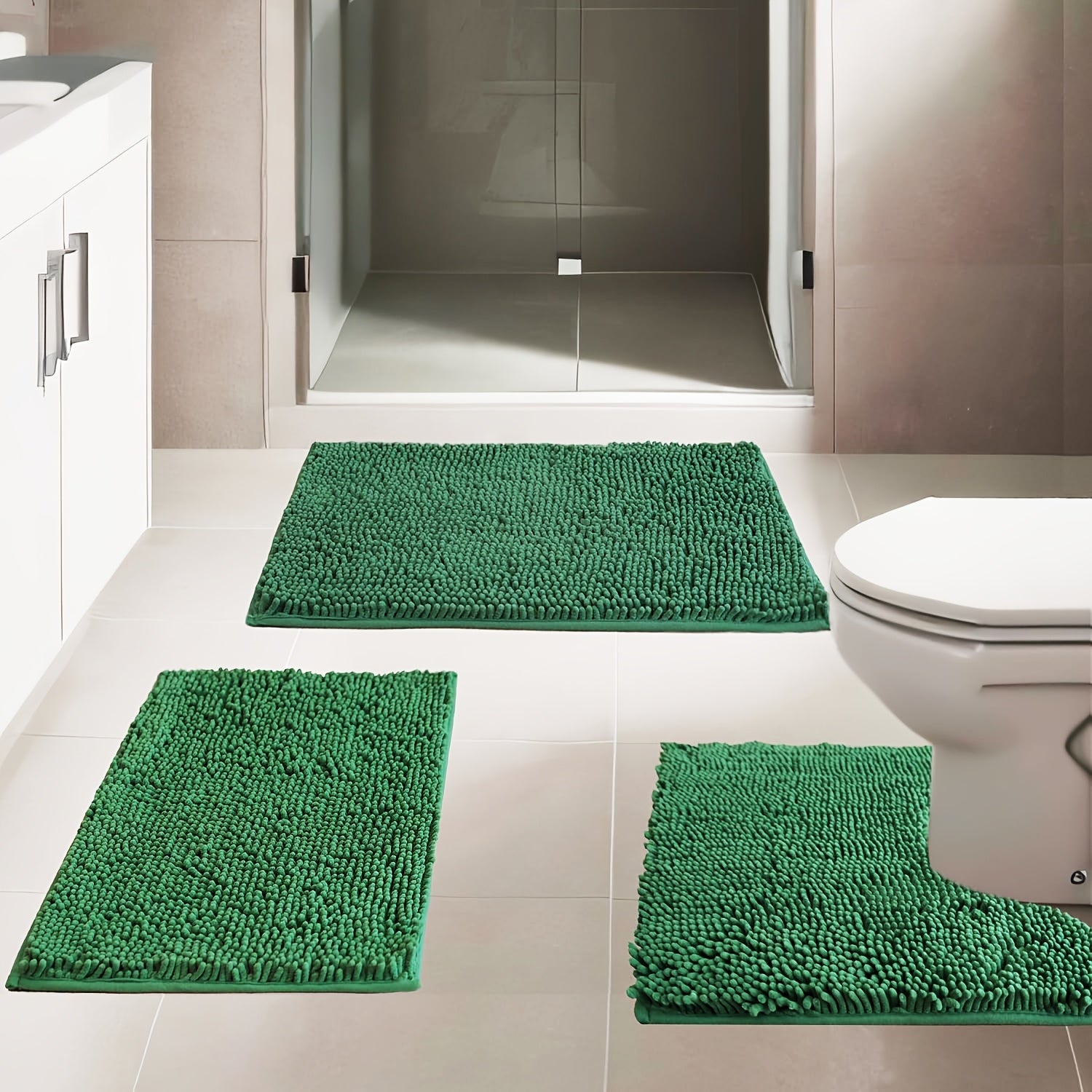 3pcs, Nordic Style 3pcs Bathroom Floor Mat, Simple and Fashionable, Enhance the Bathroom Style, Add a Gentle Color to the Bathroom, Super Absorbent 3pcs Bathroom Floor Mat, Quick Dry, Anti-slip and Easy to Clean 3pcs Bathroom Floor Mat, Solve the Bathroom
