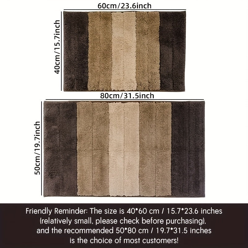 1pc Striped Flocking Bath Mat, Luxury Thick Ultra-Fine Fiber Bathroom Door Mat, Non-Slip Super Soft Absorbent Bath Rug, Machine Washable Bathroom Mat, Suitable for Bedroom, Living Room, Kitchen Entrance Foot Mat