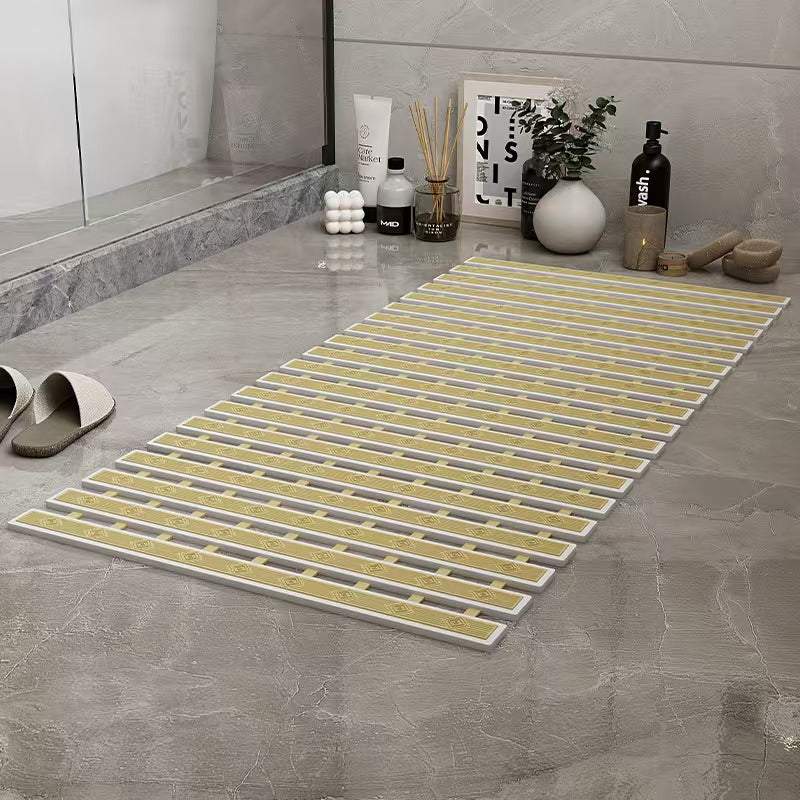 Bathroom TPE Bamboo Board Bath Mat - Non-Slip Shower Mat with Striped Design, 0.39inch Thick Rubber Backing, 4400gsm Durable Bathroom Floor Mat for Safety & Easy Cleaning, Bathroom Mat, Safety Shower Mat, Modern Bathroom Decor, Nonslip Backing