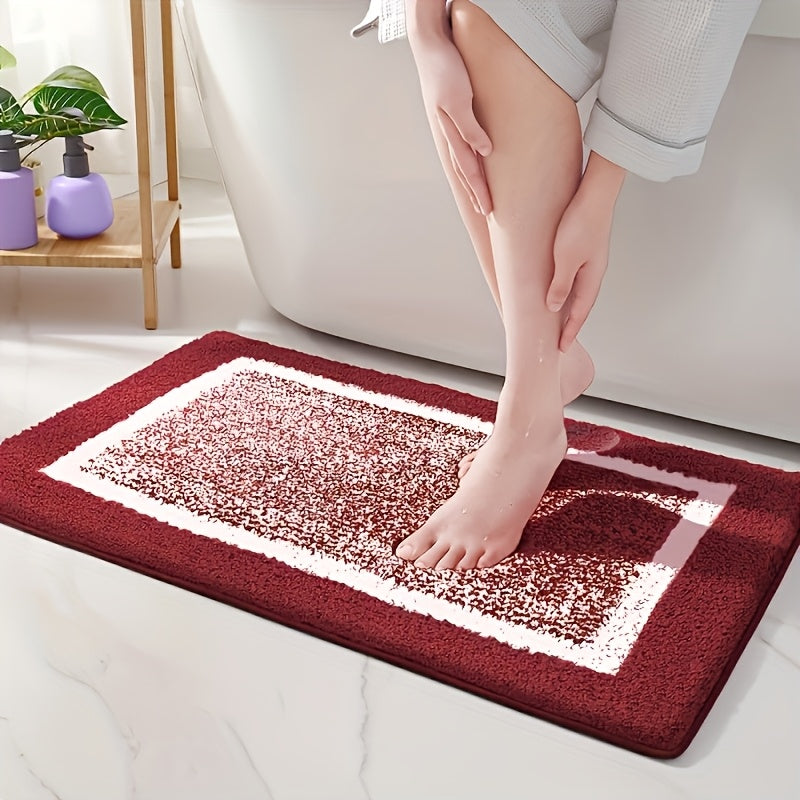 1pc Thick And Soft Imitation Fleece Bathroom Carpet, Absorbent And Non Slip Mat, Bathroom Decoration And Accessories, Bathroom Thick Foot Mat, Absorbent Foot Mat, Household And Non Slip Bathroom Floor Mat