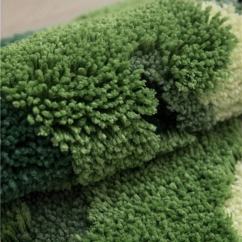 [Machine Washable Moss-Shaped Rug] Ultra-Soft Plush Moss-Shaped Bath Mat with Non-Slip TPR Backing - Super Absorbent Polyester, Machine Washable Rectangular Rug for Bathroom Decor