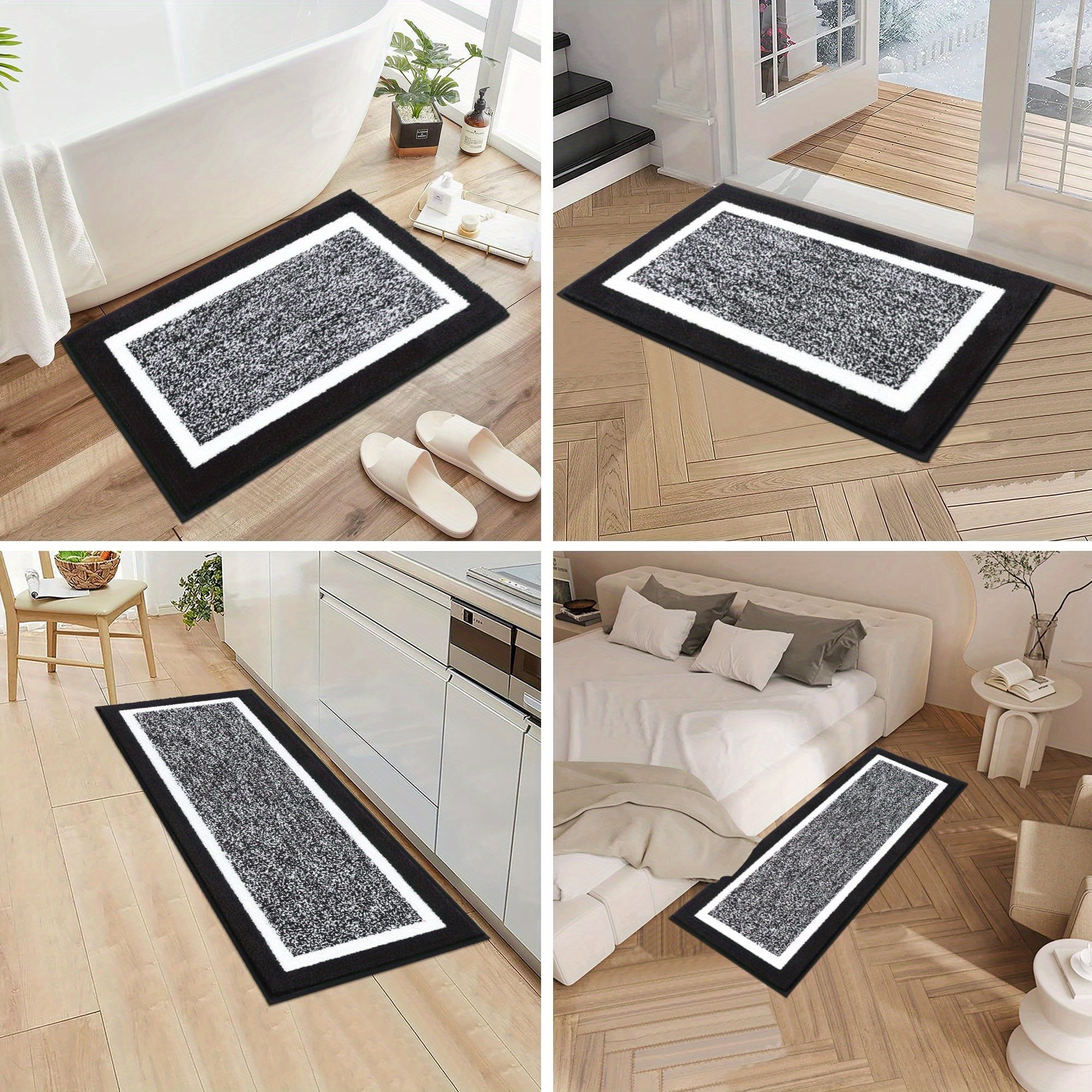 Bathroom Rug Mat Set 3pcs, Microfiber Shaggy Bath Set, Non-Slip Ultra Soft Carpet Mats, Absorbent with U-Shaped Toilet for Bathroom, Tub, Shower, home decor