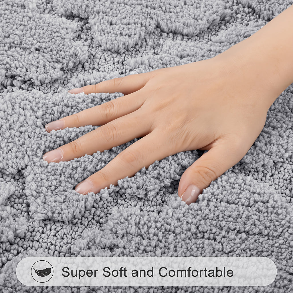 Microfiber Bath Mat Non Slip Shaggy Bathroom Rug Set 3pcs Bathroom Mat Set Super Absorbent Bath Mats for Bathroom Washable Quick-Dry Bathroom Rugs for Floor, Tub And Shower, Home Decor