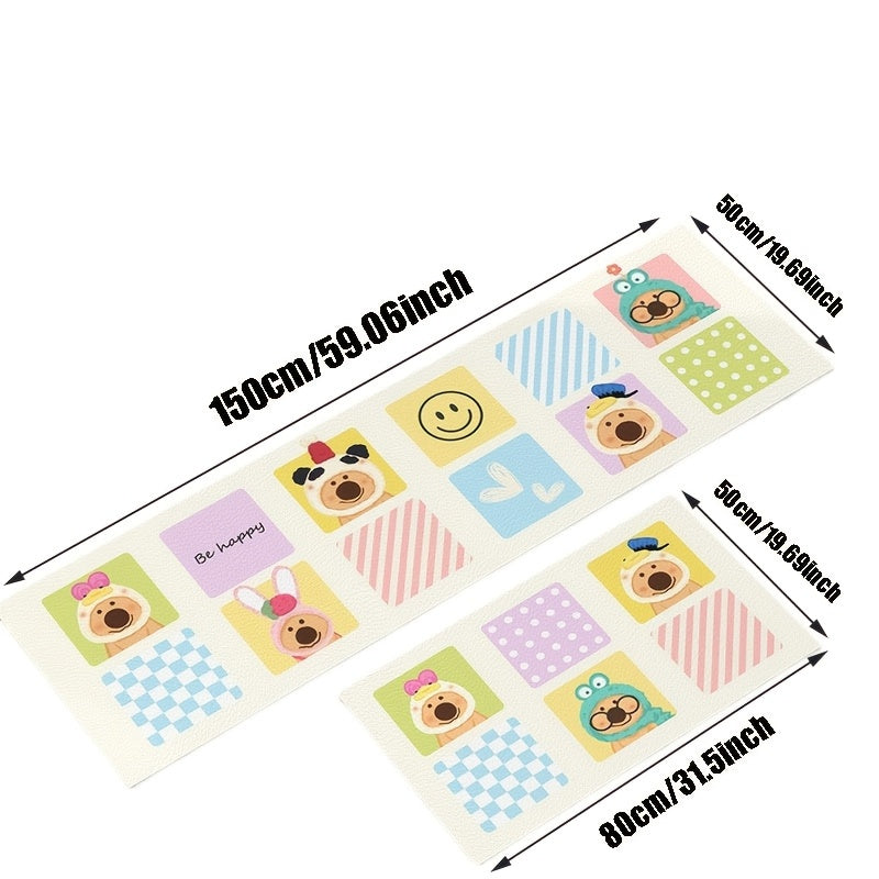 Diatomic Mud Cartoon Bear Kitchen Mats Home Long Strip Water-absorbing and Oil-absorbing Two-piece Floor Mats Bathroom Anti-slip Quick-drying Mats