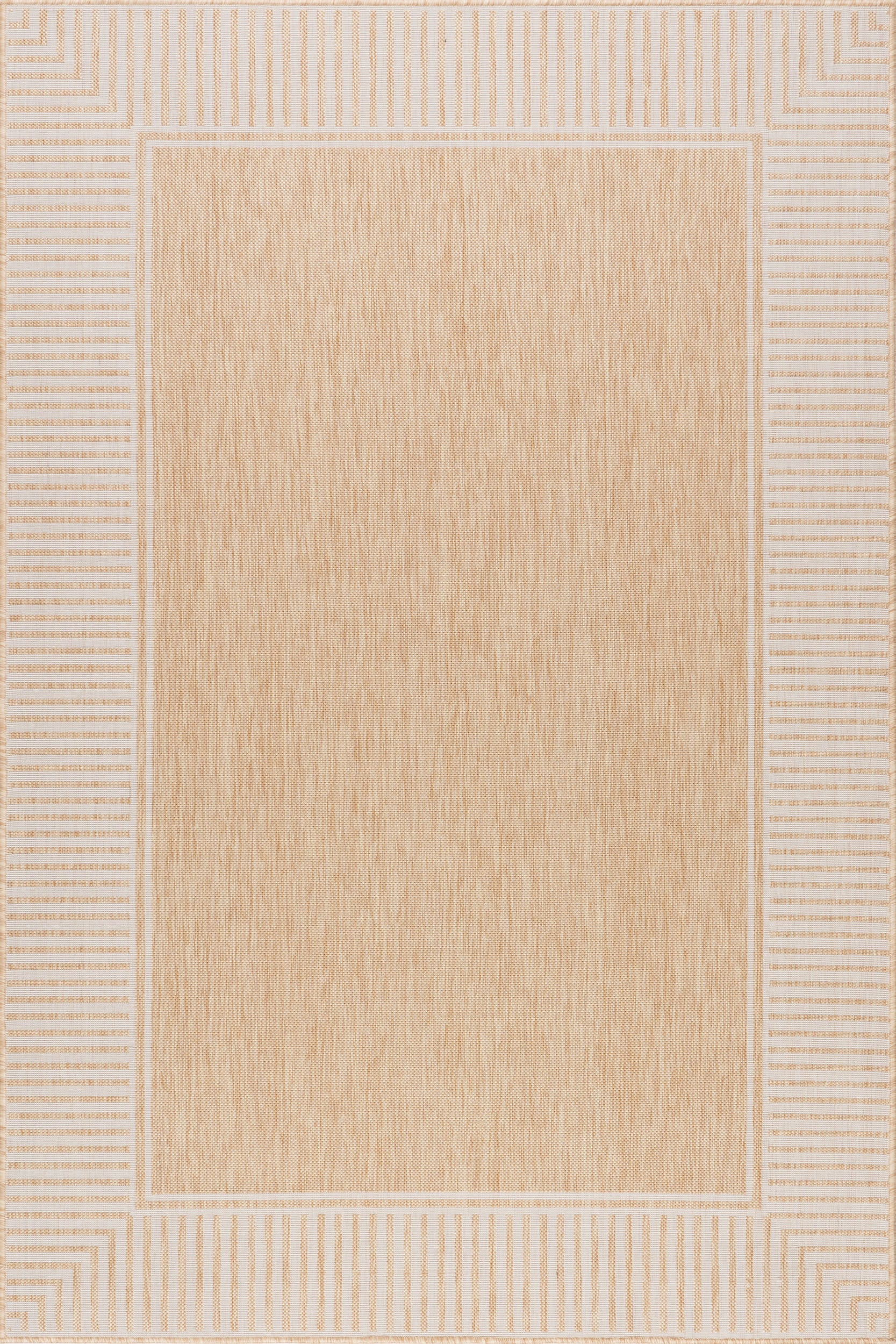 Striped Border Indoor/Outdoor Flatweave Rug | Tan