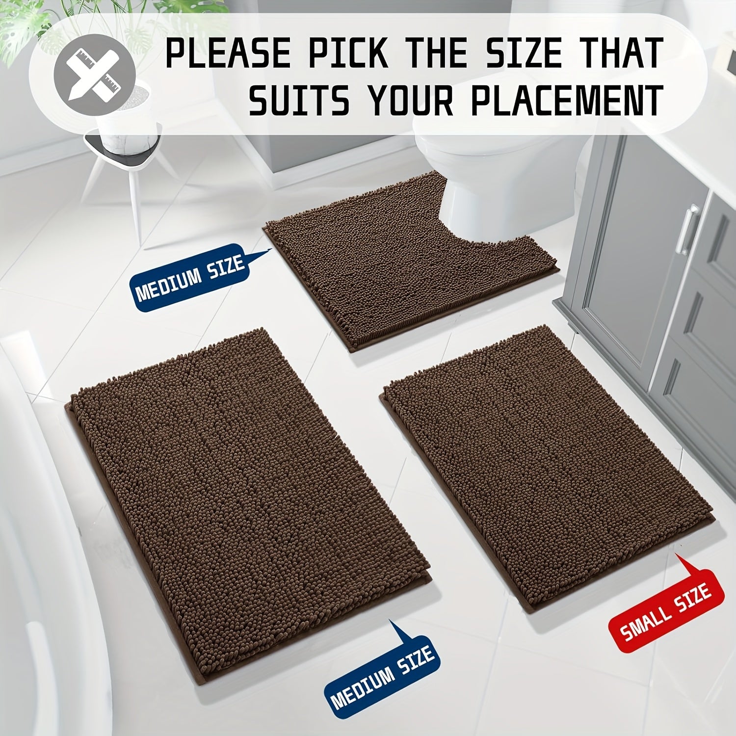 3pcs, Nordic Style 3pcs Bathroom Floor Mat, Simple and Fashionable, Enhance the Bathroom Style, Add a Gentle Color to the Bathroom, Super Absorbent 3pcs Bathroom Floor Mat, Quick Dry, Anti-slip and Easy to Clean 3pcs Bathroom Floor Mat, Solve the Bathroom