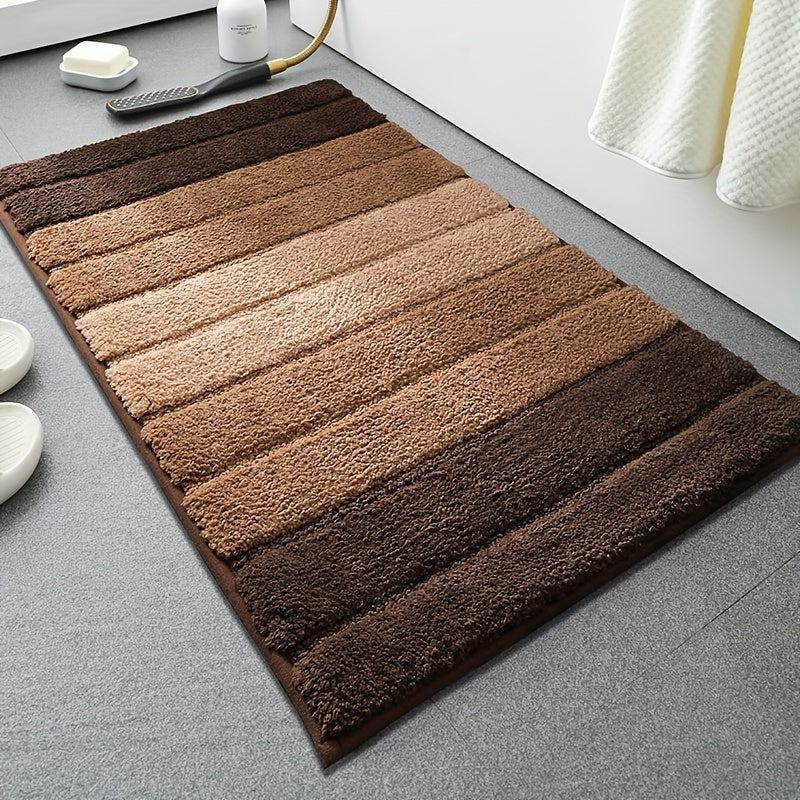 1pc Striped Flocking Bath Mat, Luxury Thick Ultra-Fine Fiber Bathroom Door Mat, Non-Slip Super Soft Absorbent Bath Rug, Machine Washable Bathroom Mat, Suitable for Bedroom, Living Room, Kitchen Entrance Foot Mat