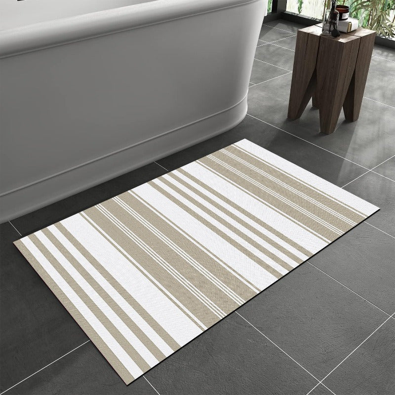 1pc Modern Striped Bath Mat - Non-Slip, Absorbent, Easy to Clean & Wash, Durable Rubber Backing, Rectangular Design for Bathroom, Bedroom, Kitchen, Laundry Room - Stylish Home Decor, Bathroom Mat