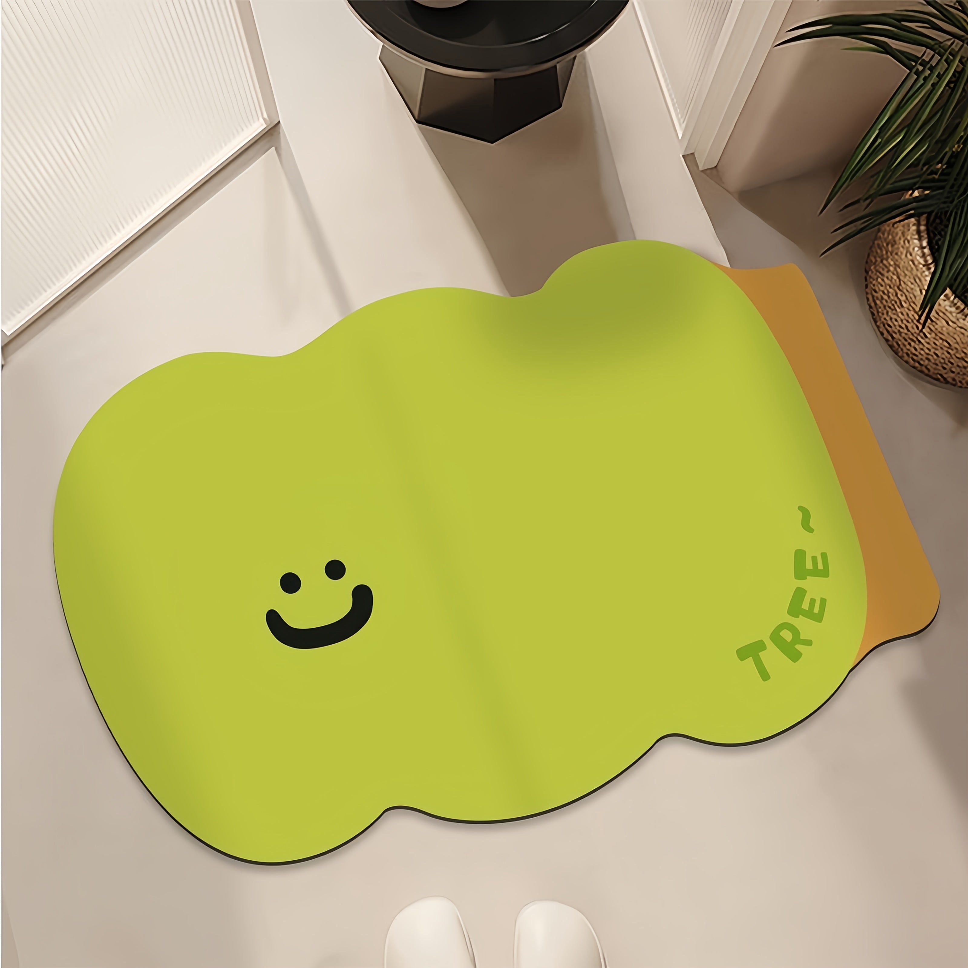 1pc natural diatomite cartoon cute peach antiskid quick-drying mat diatom ooze mat mat bibulous anti-skid bathroom quick dry and clean dirty wear-resisting resistance is suitable for the bath tub shower bathroom kitchen
