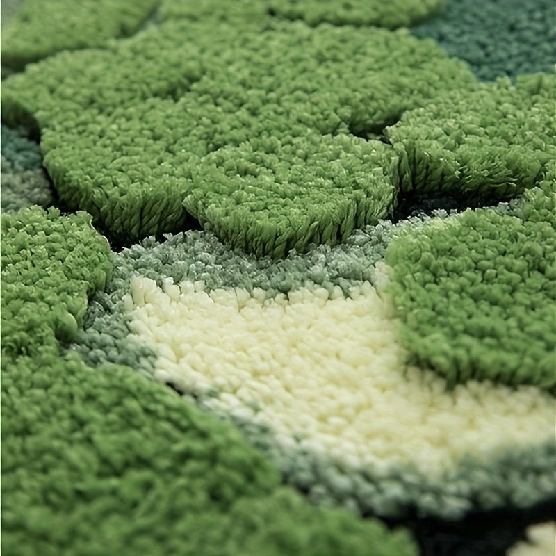 [Machine Washable Moss-Shaped Rug] Ultra-Soft Plush Moss-Shaped Bath Mat with Non-Slip TPR Backing - Super Absorbent Polyester, Machine Washable Rectangular Rug for Bathroom Decor
