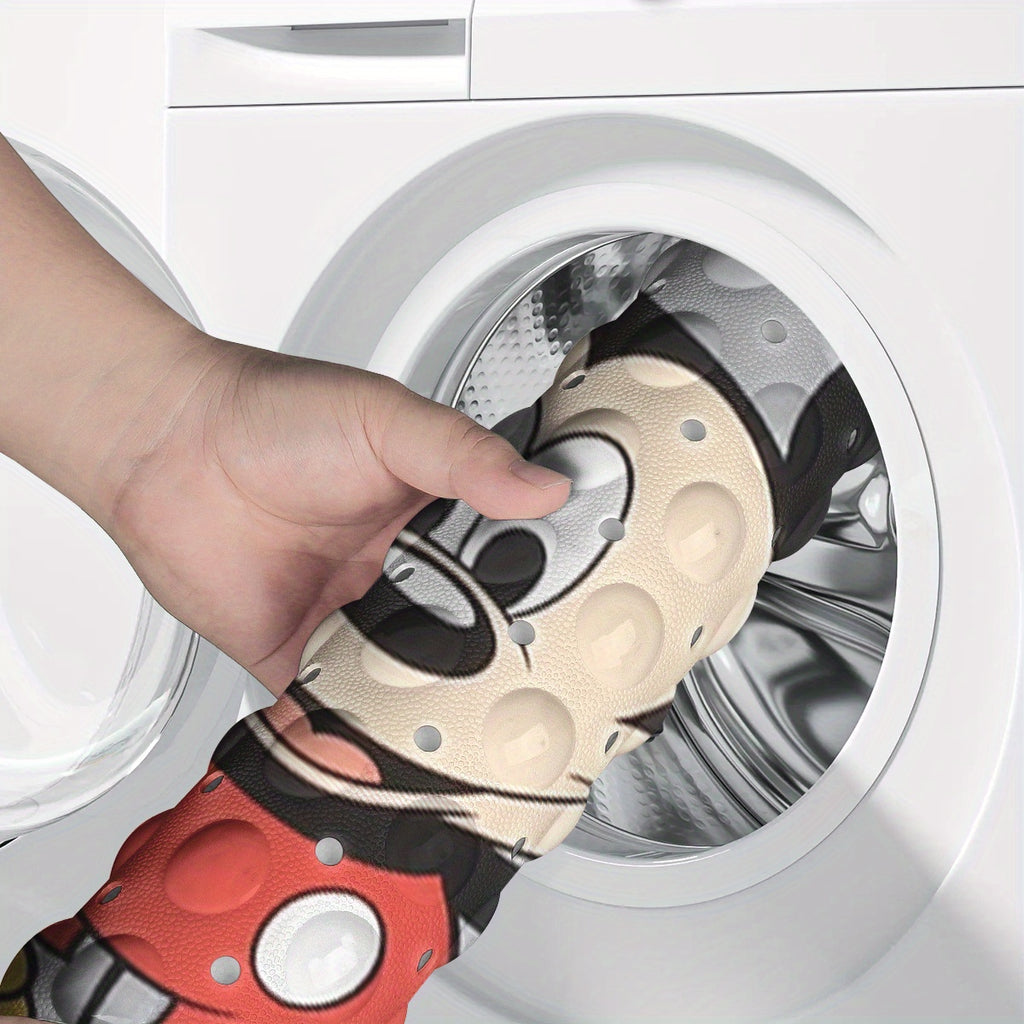 1pc Mickey Mouse Non-Slip Bath Mat - Extra Long Shower (15.7x39.3in) with Anti-Slip Backing, Drainage Hole & Suction Cups - Mickey & Footprints Bathroom Decor for Home, Travel - Machine Washable PVC Floor Mat, Bathroom Decor And Accessories, Cartoon