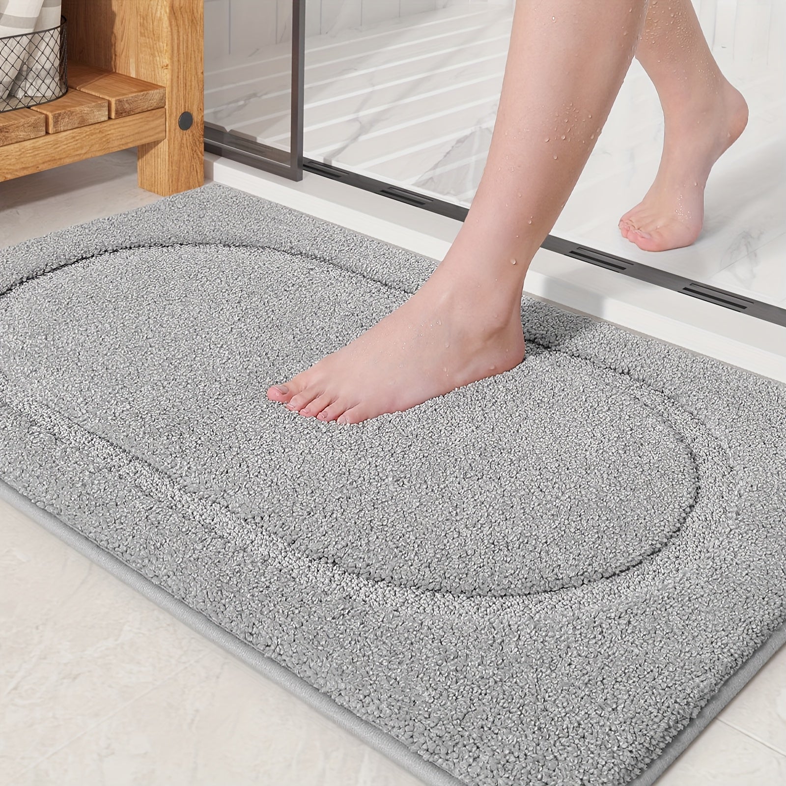 1pc, Bathroom Rug Mat, Soft And Absorbent Premium Bath Rug, Washable Non-Slip Bath Mat For Bathroom Floor, Tub, Shower Room And Entryway - Plush Rectangular Floor Mat