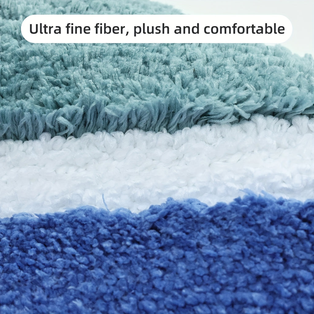 1pc Striped Flocking Bath Mat, Luxury Thick Ultra-Fine Fiber Bathroom Door Mat, Non-Slip Super Soft Absorbent Bath Rug, Machine Washable Bathroom Mat, Suitable for Bedroom, Living Room, Kitchen Entrance Foot Mat