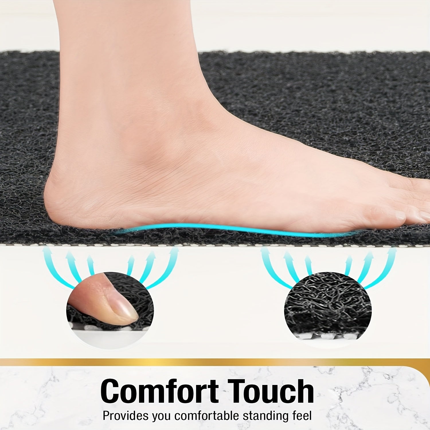 One Black Bathroom Anti-Slip Shower Mat, Multi-Size, Can Be Freely Cut, with a Grid-Lined Non-Slip Bottom, Equipped with Drainage Holes, Quick-Drying Bathroom Shower Mat, Soft PVC Loofah Bath Mat Anti-Slip, Suitable for Walk-In Showers And Kitchens,