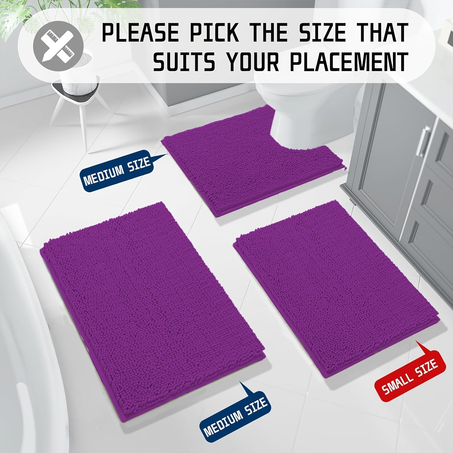 3pcs, Nordic Style 3pcs Bathroom Floor Mat, Simple and Fashionable, Enhance the Bathroom Style, Add a Gentle Color to the Bathroom, Super Absorbent 3pcs Bathroom Floor Mat, Quick Dry, Anti-slip and Easy to Clean 3pcs Bathroom Floor Mat, Solve the Bathroom