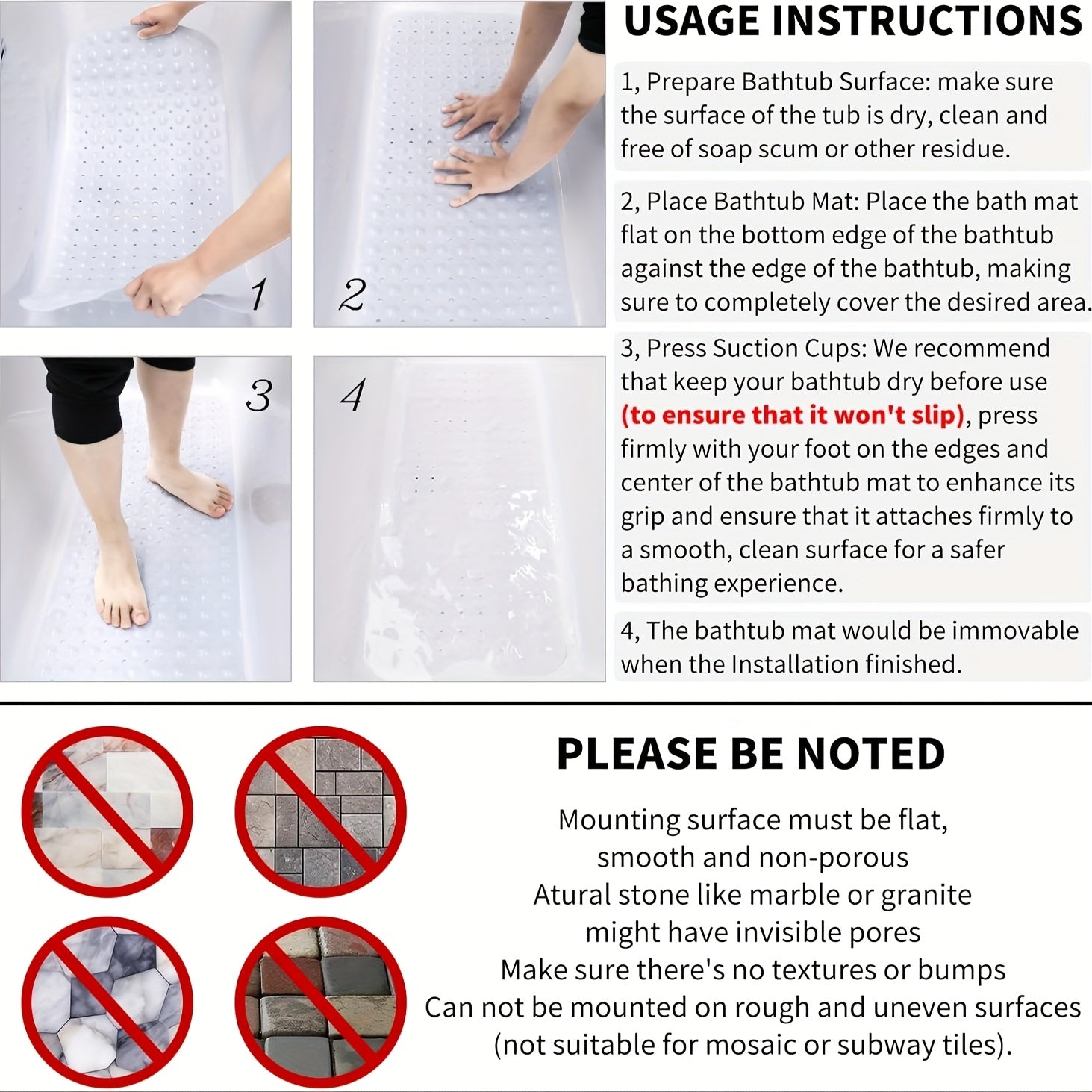 1pc Cartoon Extral Long Bath Mat, Bathtub Mat Non Slip for Bath Shower Anti Slip, 40in X 16in with Drain Holes and Suction Cups Machine Washable, Turtles Whales Ocean Theme Home Decor