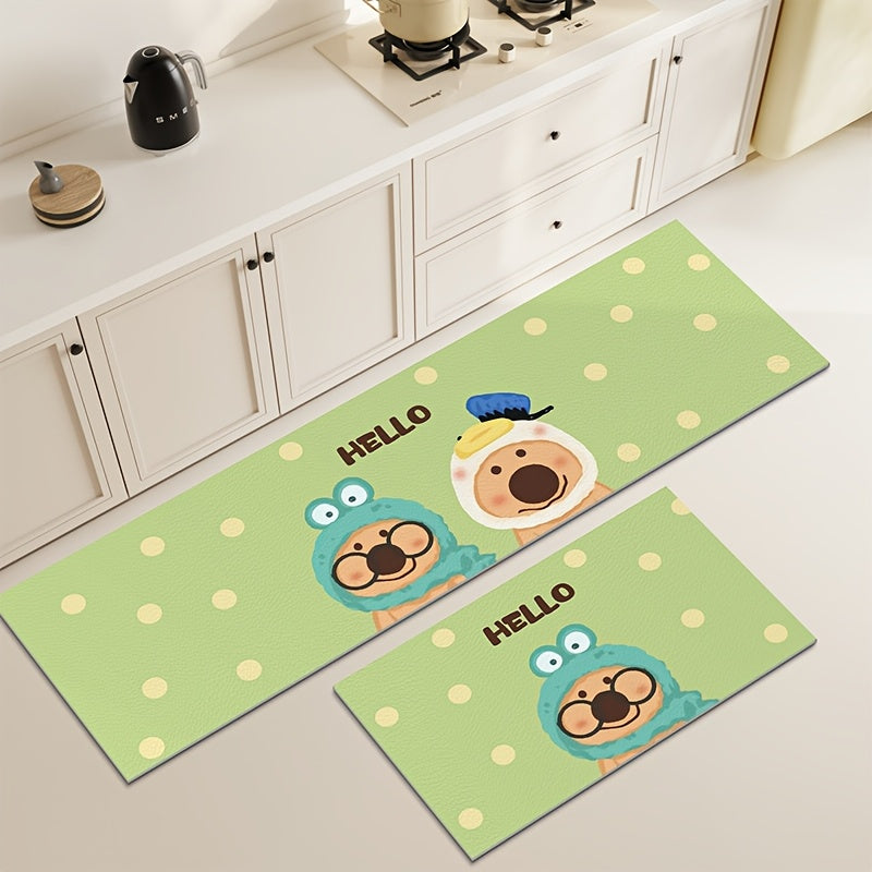 Diatomic Mud Cartoon Bear Kitchen Mats Home Long Strip Water-absorbing and Oil-absorbing Two-piece Floor Mats Bathroom Anti-slip Quick-drying Mats