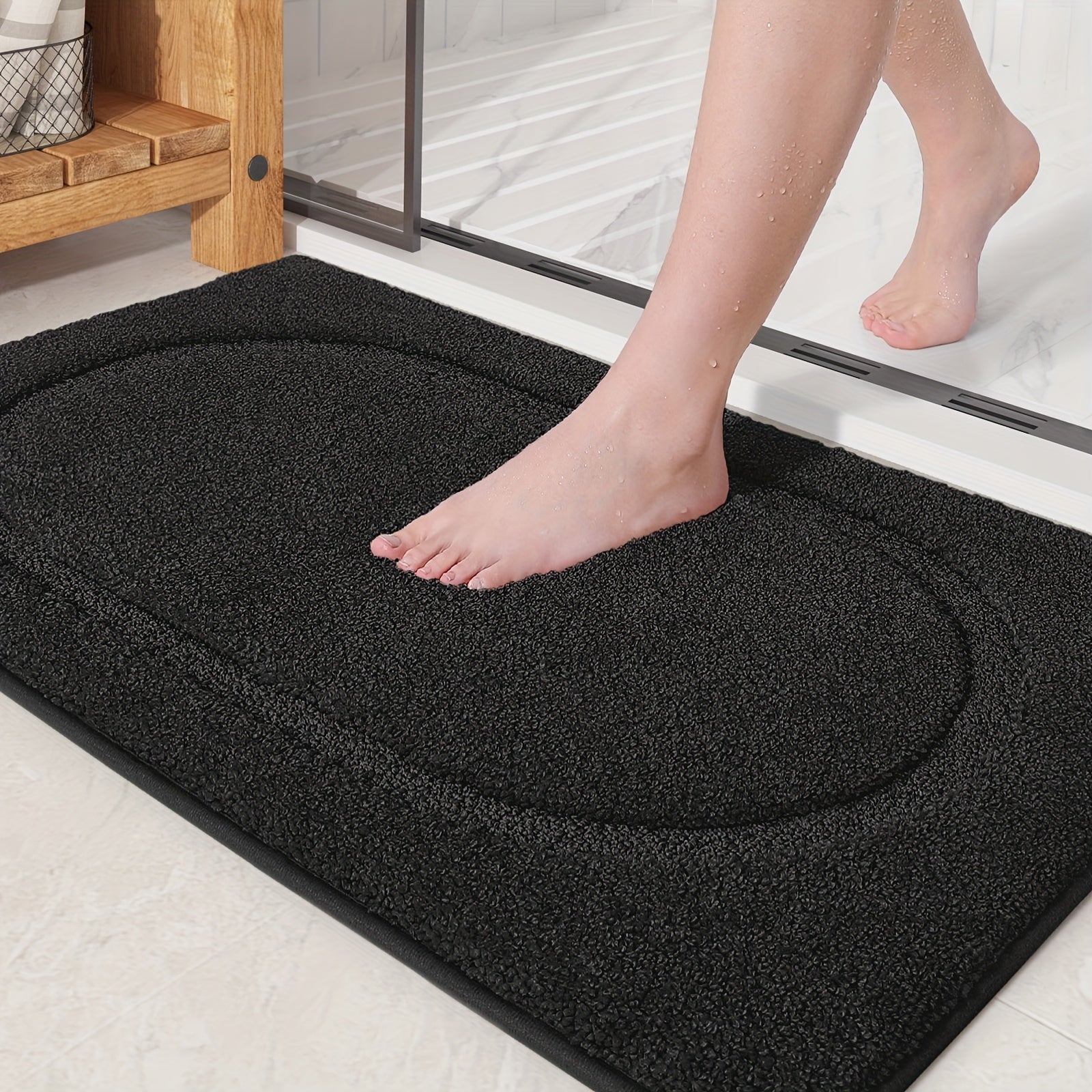 1pc, Bathroom Rug Mat, Soft And Absorbent Premium Bath Rug, Washable Non-Slip Bath Mat For Bathroom Floor, Tub, Shower Room And Entryway - Plush Rectangular Floor Mat
