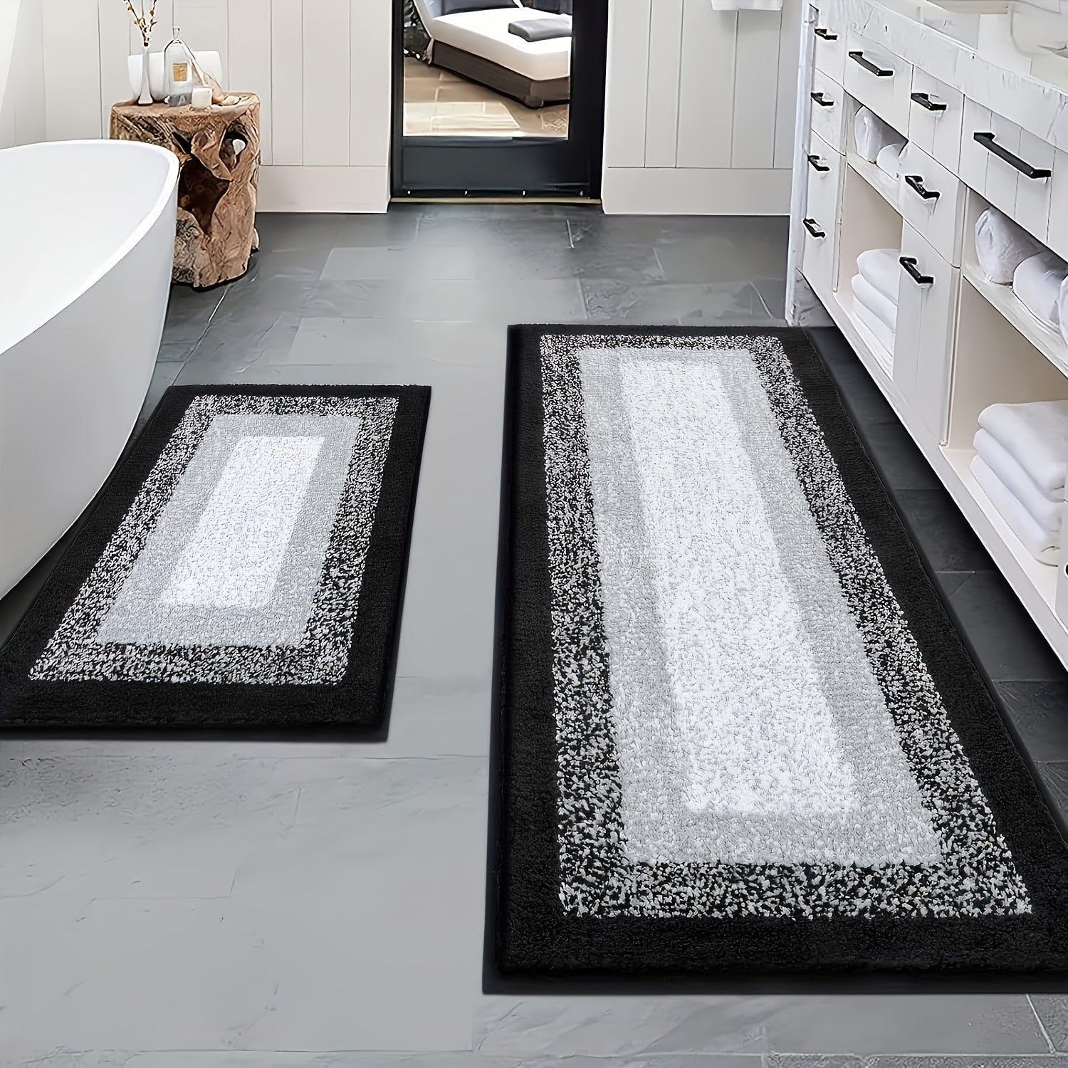1pc Thick And Soft Imitation Fleece Bathroom Carpet, Absorbent And Non Slip Mat, Bathroom Decoration And Accessories, Bathroom Thick Foot Mat, Absorbent Foot Mat, Household And Non Slip Bathroom Floor Mat