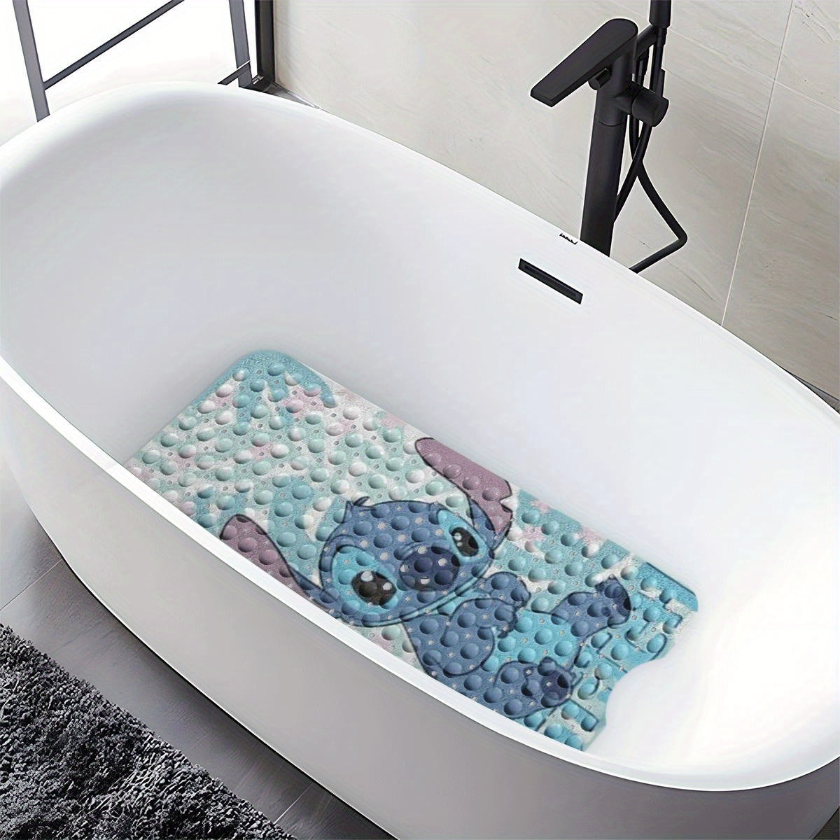 Disney Stitch Halloween Party Theme Bathtub Mat- Bath Mats for Bathroom Non Slip- 40*100cm/ 15.7*39.3inch, Comfortable Bathing Shower Floor Anti-slip Water-absorbent Soft Collection Collection- Bath Mat Inside Tub Extra Long