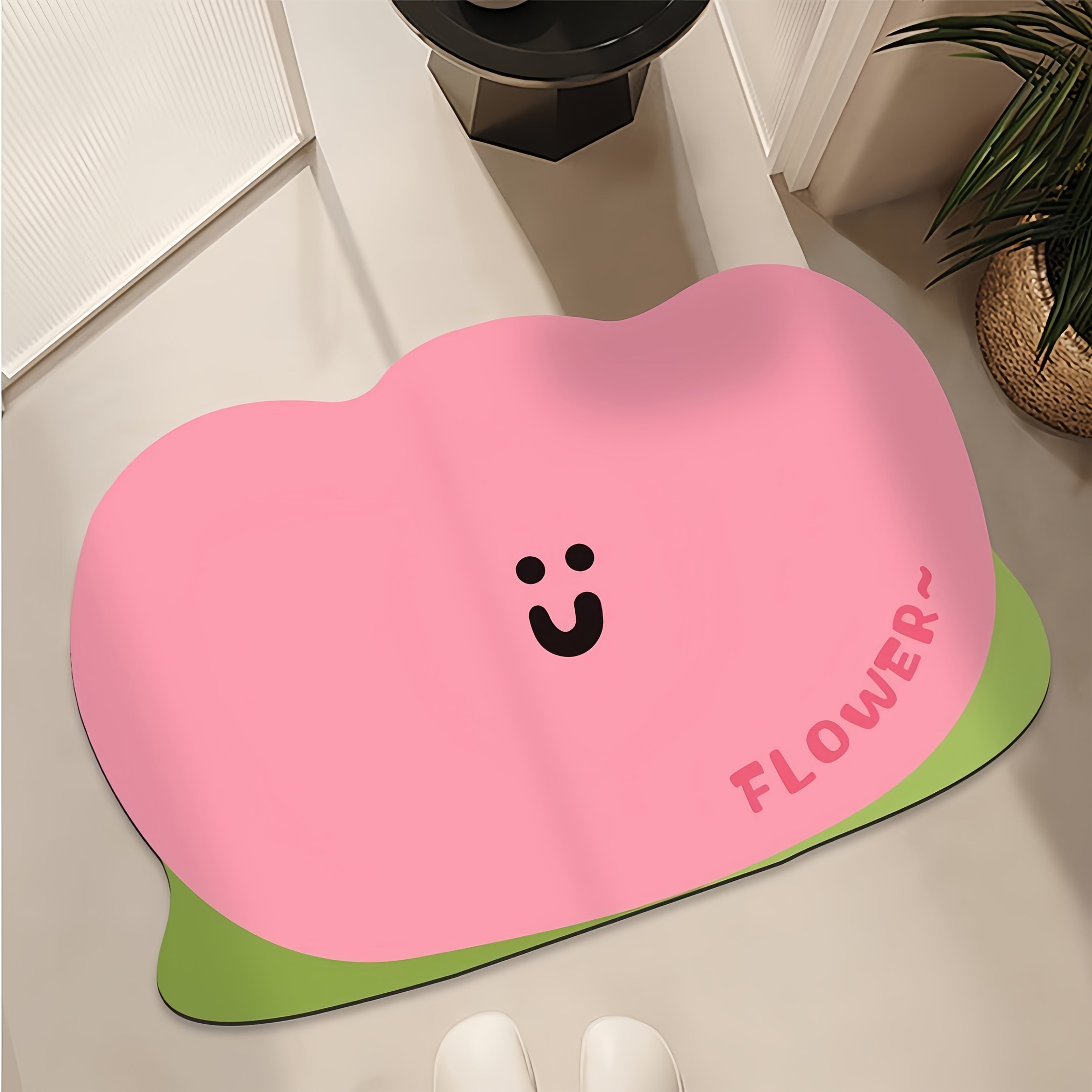 1pc natural diatomite cartoon cute peach antiskid quick-drying mat diatom ooze mat mat bibulous anti-skid bathroom quick dry and clean dirty wear-resisting resistance is suitable for the bath tub shower bathroom kitchen