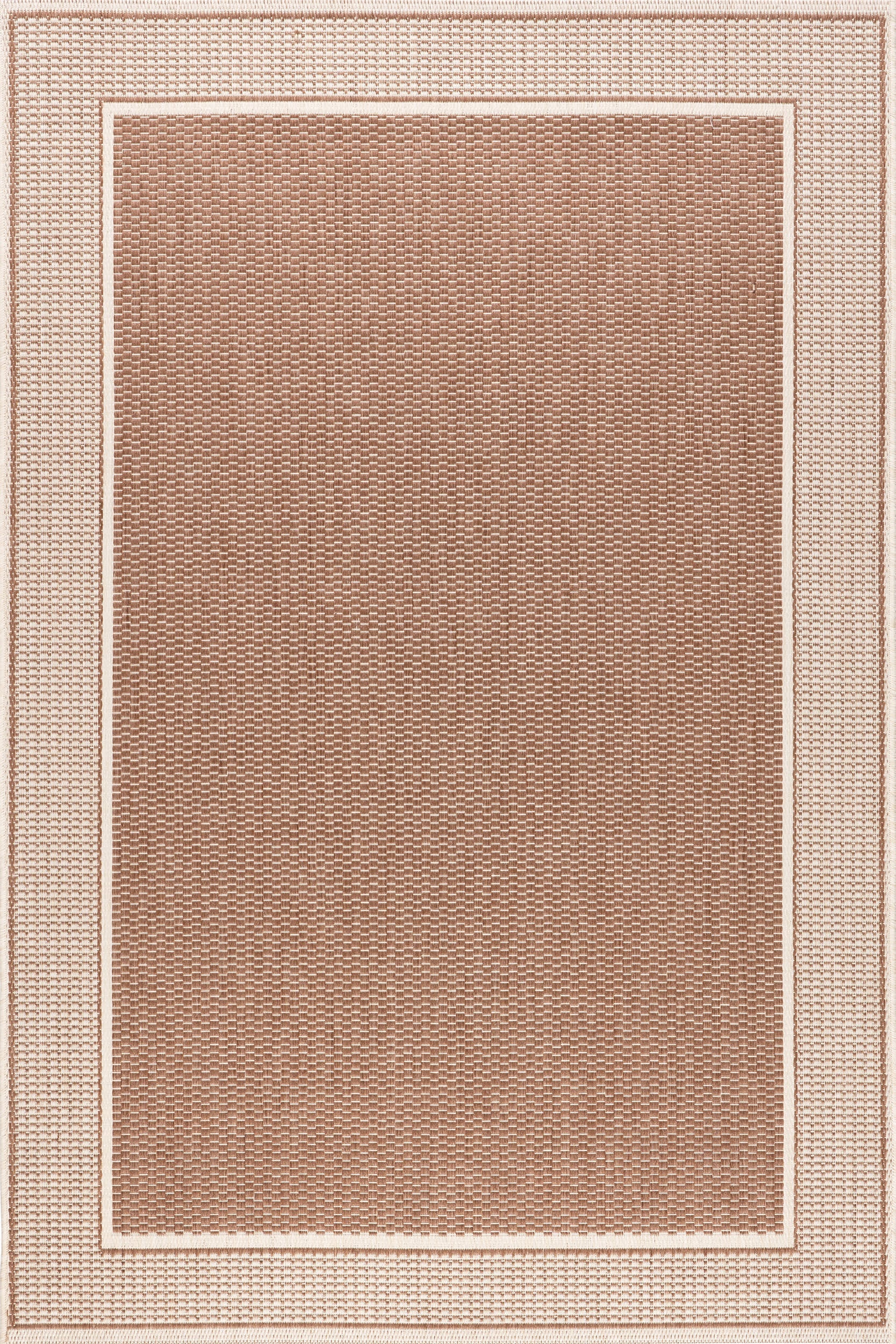 Monochrome Bordered Indoor/Outdoor Rug | Brown