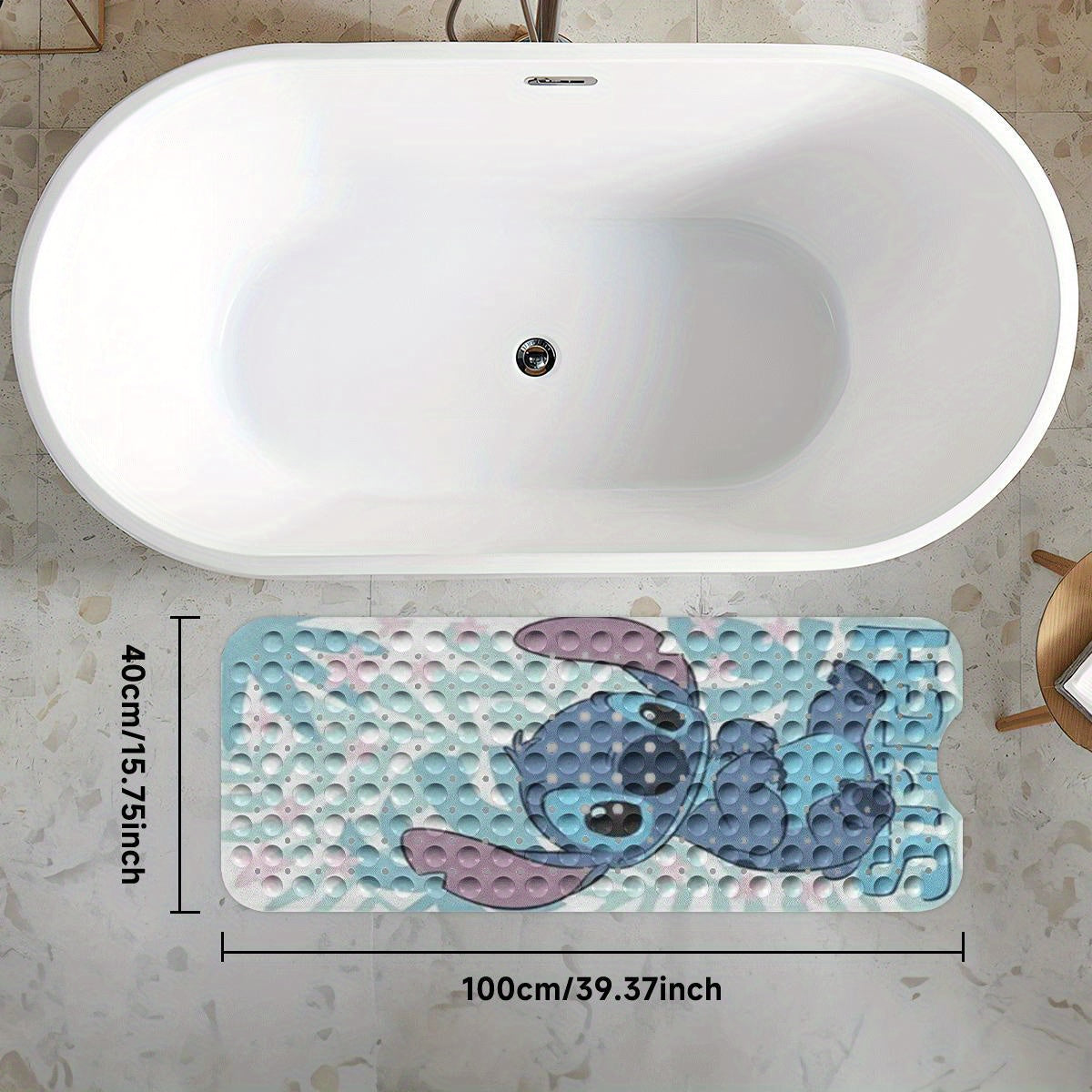 Disney Stitch Halloween Party Theme Bathtub Mat- Bath Mats for Bathroom Non Slip- 40*100cm/ 15.7*39.3inch, Comfortable Bathing Shower Floor Anti-slip Water-absorbent Soft Collection Collection- Bath Mat Inside Tub Extra Long